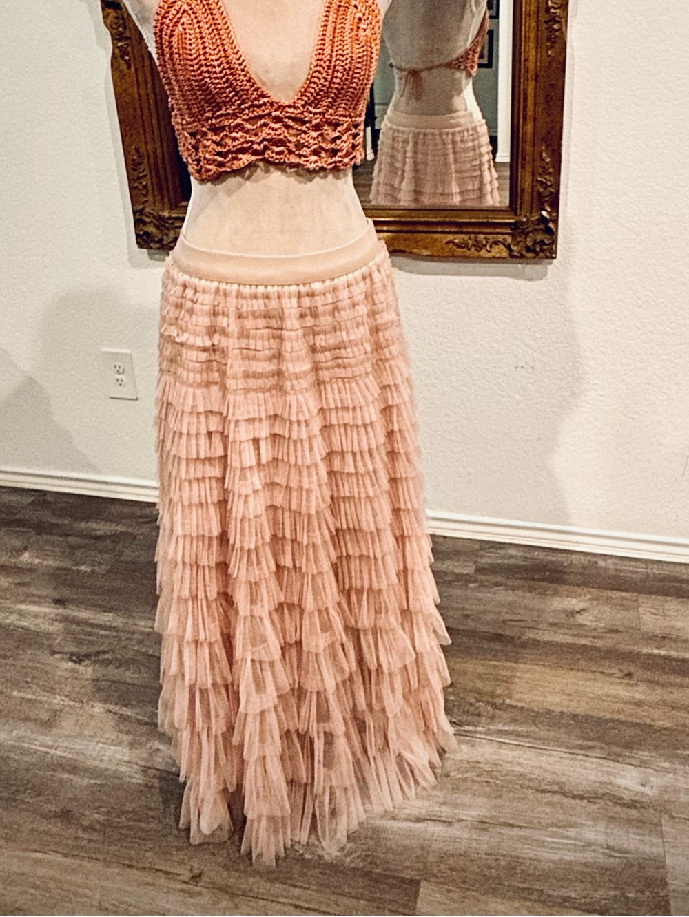 Maxi Tiered Ruffle Maxi Skirt Balletcore Sz M